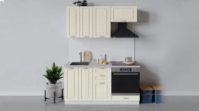 Кухонный гарнитур «Лина» длиной 160 см со шкафом НБ (Белый/Крем)