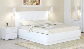 Кровать Локарно Экокожа, 160х200 (Белая)