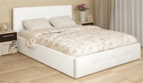 Кровать Линда с подъёмным механизмом Экокожа, 140х200 (Белая)