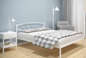 Кровать Магнолия Металл, 160х200, Белый муар, Белый муар, 1630