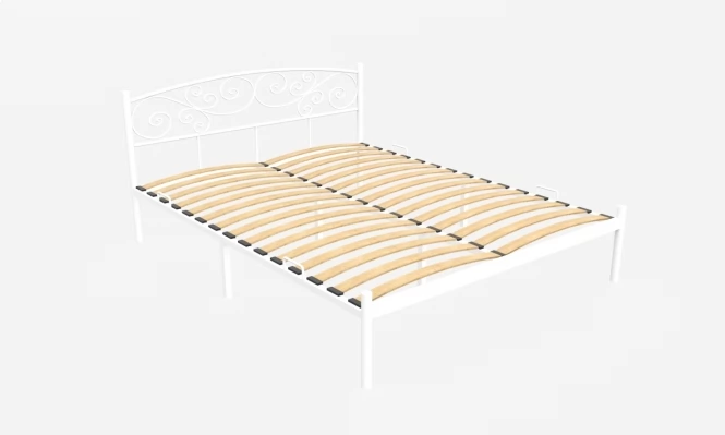Кровать Лилия Металл, 160х200, Белый муар, Белый муар, 1630